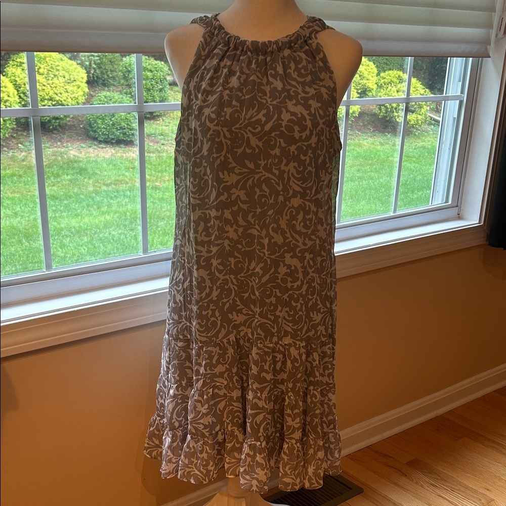 MSK Gray and Cream Patterned Midi Dress